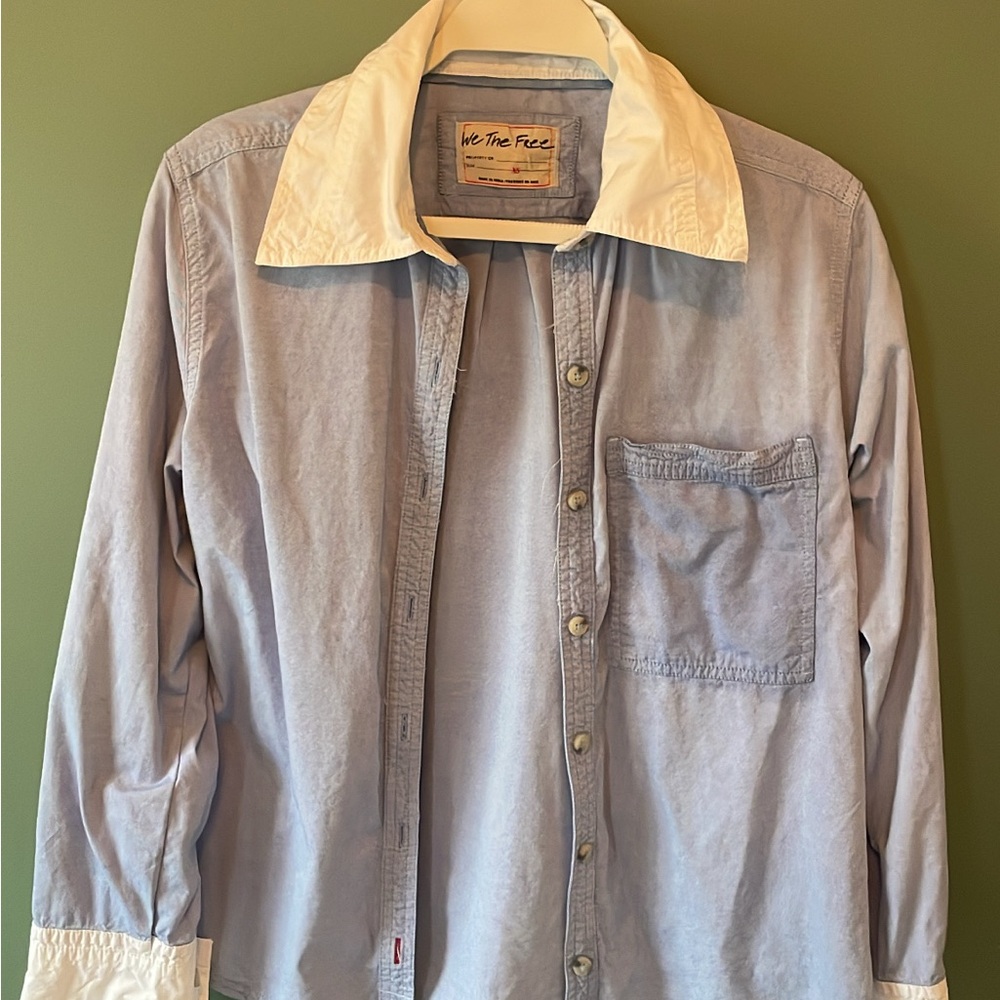 We The Free Light Blue Shirt with White Collar